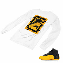 Load image into Gallery viewer, Jordan 12 University Gold Matching Custom Designed Long Sleeve T shirt JD 12-17-23 - JD12-17-L-23a