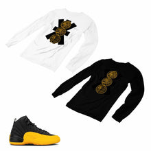 Load image into Gallery viewer, Jordan 12 University Gold Matching Custom Designed Long Sleeve T shirt JD 12-17-8 - JD12-17-L-8