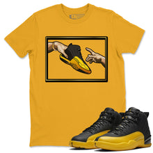Load image into Gallery viewer, Adam's Creation T-Shirt - Air Jordan 12 University Gold - air-jordan-12-university-gold-sneaker-match-tees-adams-creation-gold-shirt