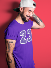 Load image into Gallery viewer, Distressed 23 T-Shirt - Air Jordan 4 Court Purple - air-jordan-4-cour-purple-matching-tees-23-number-distressed-shirts-3