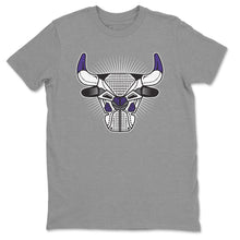 Load image into Gallery viewer, Bull Head Heather Grey T-Shirt - Air Jordan 4 Court Purple - air-jordan-4-court-purple-sneaker-release-tees-aj4-bull-head-heather-grey-shirt-2