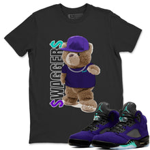 Load image into Gallery viewer, Bear Swaggers T-Shirt - Air Jordan 5 Purple Grape - air-jordan-5-alternative-purple-grape-sneaker-match-tees-bear-swaggers-black-t-shirt