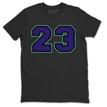 Load image into Gallery viewer, 23 T-Shirt - Air Jordan 5 Purple Grape - air-jordan-5-alternative-purple-grape-sneaker-match-tees-number-23-black-shirt-2