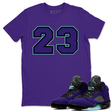 Load image into Gallery viewer, 23 T-Shirt - Air Jordan 5 Purple Grape - air-jordan-5-alternative-purple-grape-sneaker-match-tees-number-23-purple-shirt