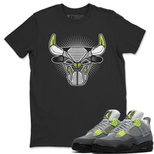 Load image into Gallery viewer, Bull Head Black T-Shirt - Air Jordan 4 '95 Neon - aj4_bull_head-black-t-shirt-air_jordan_4-aj4_95_neon-shoe-match-tee-sneaker-release-tees