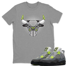 Load image into Gallery viewer, Bull Head Heather Grey T-Shirt - Air Jordan 4 '95 Neon - aj4_bull_head-heather_grey-t-shirt-air_jordan_4-aj4_95_neon-shoe-match-tee-sneaker-release-tees