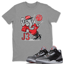 Load image into Gallery viewer, AJ3 Elephant Heather Grey T-Shirt - Air Jordan 3 Black Cement - black-cement-air-jordan-3-sneaker-release-tees-aj-3-elephant-tee-heather-grey