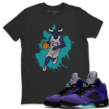 Load image into Gallery viewer, Bull Figure Black T-Shirt - Air Jordan 5 Purple Grape - black-shirt-bull-figure-sneaker-release-tees-air-jordan-5-purple-grape
