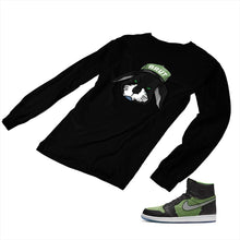 Load image into Gallery viewer, Jordan 1 Black Green Matching Custom Designed Long Sleeve T shirt JD 1-70-11 - jd1-70-L-11b