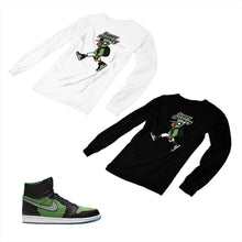 Load image into Gallery viewer, Jordan 1 Black Green Matching Custom Designed Long Sleeve T shirt JD 1-70-13 - jd1-70-L-13