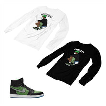 Load image into Gallery viewer, Jordan 1 Black Green Matching Custom Designed Long Sleeve T shirt JD 1-70-18 - jd1-70-L-18