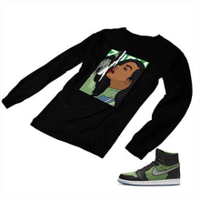 Load image into Gallery viewer, Jordan 1 Black Green Matching Custom Designed Long Sleeve T shirt JD 1-70-20 - jd1-70-L-20b