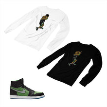 Load image into Gallery viewer, Jordan 1 Black Green Matching Custom Designed Long Sleeve T shirt JD 1-70-23 - jd1-70-L-23