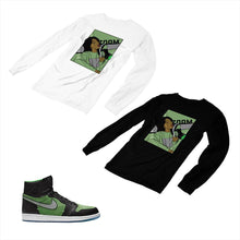 Load image into Gallery viewer, Jordan 1 Black Green Matching Custom Designed Long Sleeve T shirt JD 1-70-2 - jd1-70-L-2