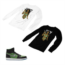 Load image into Gallery viewer, Jordan 1 Black Green Matching Custom Designed Long Sleeve T shirt JD 1-70-4 - jd1-70-L-4