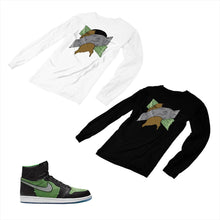 Load image into Gallery viewer, Jordan 1 Black Green Matching Custom Designed Long Sleeve T shirt JD 1-70-5 - jd1-70-L-5