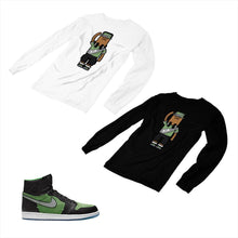 Load image into Gallery viewer, Jordan 1 Black Green Matching Custom Designed Long Sleeve T shirt JD 1-70-8 - jd1-70-L-8
