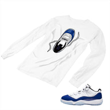 Load image into Gallery viewer, Jordan 11 Concord Matching Custom Long Sleeve T shirt JD 11-5-6-12 - jd11-5-6-L-12a