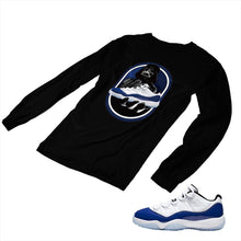 Load image into Gallery viewer, Jordan 11 Concord Matching Custom Long Sleeve T shirt JD 11-5-6-25 - jd11-5-6-L-25b
