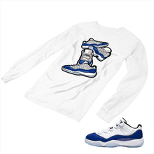 Load image into Gallery viewer, Jordan 11 Concord Matching Custom Long Sleeve T shirt JD 11-5-6-4 - jd11-5-6-L-4a