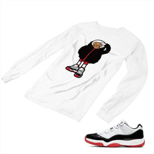 Load image into Gallery viewer, Jordan 11 White Bred Matching Custom Long Sleeve T shirt JD 11-5-7-10 - jd11-5-7-L-10a
