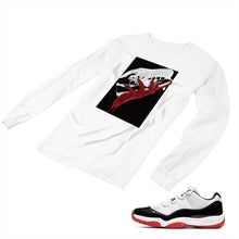 Load image into Gallery viewer, Jordan 11 White Bred Matching Custom Long Sleeve T shirt JD 11-5-7-18 - jd11-5-7-L-18a
