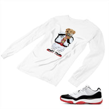 Load image into Gallery viewer, Jordan 11 White Bred Matching Custom Long Sleeve T shirt JD 11-5-7-24 - jd11-5-7-L-24a