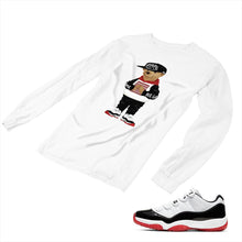 Load image into Gallery viewer, Jordan 11 White Bred Matching Custom Long Sleeve T shirt JD 11-5-7-27 - jd11-5-7-L-27a