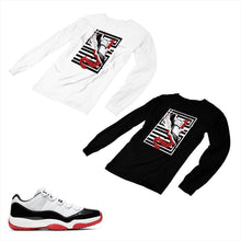 Load image into Gallery viewer, Jordan 11 White Bred Matching Custom Long Sleeve T shirt JD 11-5-7-29 - jd11-5-7-L-29