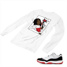 Load image into Gallery viewer, Jordan 11 White Bred Matching Custom Long Sleeve T shirt JD 11-5-7-5 - jd11-5-7-L-5a