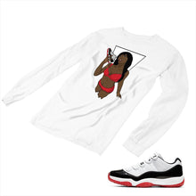 Load image into Gallery viewer, Jordan 11 White Bred Matching Custom Long Sleeve T shirt JD 11-5-7-7 - jd11-5-7-L-7a