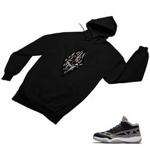 Load image into Gallery viewer, Jordan 11 Black Cement Matching Custom Designed HoodiesJD 11-5-8-5 - jd11-5-8-H-5b