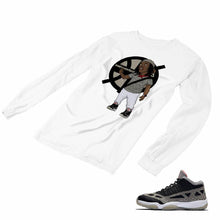Load image into Gallery viewer, Jordan 11 Black Cement Matching Custom Long Sleeve T shirt JD 11-5-8-16 - jd11-5-8-L-16a