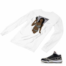 Load image into Gallery viewer, Jordan 11 Black Cement Matching Custom Long Sleeve T shirt JD 11-5-8-1 - jd11-5-8-L-1a