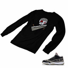 Load image into Gallery viewer, Jordan 11 Black Cement Matching Custom Long Sleeve T shirt JD 11-5-8-7 - jd11-5-8-L-7b