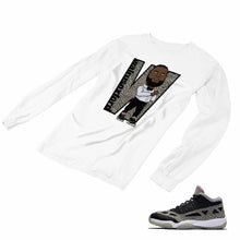 Load image into Gallery viewer, Jordan 11 Black Cement Matching Custom Long Sleeve T shirt JD 11-5-8-9 - jd11-5-8-L-9a