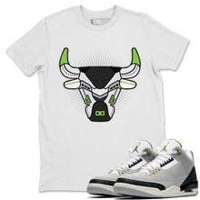 Load image into Gallery viewer, Bull Head White T-Shirt - Air Jordan 3 Chlorophyll - sneaker-release-tees-air-jordan-3-chlorophyll-shoe-match-tee-bull-head-heather-white-t-shirt
