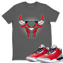Load image into Gallery viewer, Bull Head Cool Grey T-Shirt - Air Jordan 3 Unite - sneaker-release-tees-air-jordan-3-red-cement-aj3-unite-shoe-match-tee-bull-head-chicago-cool-grey-t-shirt