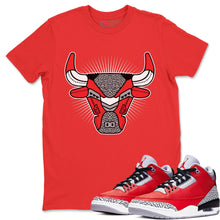 Load image into Gallery viewer, Bull Head Red T-Shirt - Air Jordan 3 Unite - sneaker-release-tees-air-jordan-3-red-cement-aj3-unite-shoe-match-tee-bull-head-chicago-red-t-shirt