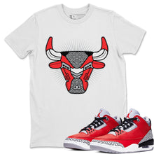 Load image into Gallery viewer, Bull Head White T-Shirt - Air Jordan 3 Unite - sneaker-release-tees-air-jordan-3-red-cement-aj3-unite-shoe-match-tee-bull-head-chicago-white-t-shirt
