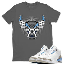Load image into Gallery viewer, Bull Head Cool Grey T-Shirt - Air Jordan 3 Valor Blue - sneaker-release-tees-air-jordan-3-valor-blue-aj3-unc-shoe-match-tee-bull-head-chicago-cool-grey-t-shirt