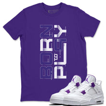 Load image into Gallery viewer, Born To Play T-Shirt - Air Jordan 4 Court Purple - snrt-air-jordan-4-court-purple-metal-sneaker-release-tees-born-to-play-purple-t-shirt-2