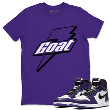 Load image into Gallery viewer, Goat T-Shirt - Air Jordan 1 Court Purple - snrt-sneaker-release-tees-air-jordan-1-court-purple-match-t-shirt-goat-purple-tee_b3472661-b5b8-4372-a341-90fe15a3a7b5