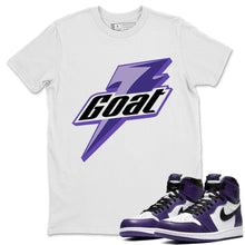 Load image into Gallery viewer, Goat T-Shirt - Air Jordan 1 Court Purple - snrt-sneaker-release-tees-air-jordan-1-court-purple-match-t-shirt-goat-white-tee_b56a16bc-183c-4cb6-a6fe-ceb1198ce6e6