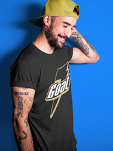 Load image into Gallery viewer, Goat T-Shirt - Air Jordan 1 Gold Toe - snrt-sneaker-release-tees-air-jordan-1-retro-high-og-nrg-gold-toe-match-t-shirt-goat-black-tee-3