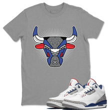 Load image into Gallery viewer, Bull Head Heather Grey T-Shirt - Air Jordan 3 True Blue - snrt-sneaker-release-tees-air-jordan-3-retro-se-true-blue-og-shoe-match-tee-bull-head-heather-grey-t-shirt