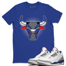 Load image into Gallery viewer, Bull Head Royal Blue T-Shirt - Air Jordan 3 True Blue - snrt-sneaker-release-tees-air-jordan-3-retro-se-true-blue-og-shoe-match-tee-bull-head-royal-blue-t-shirt