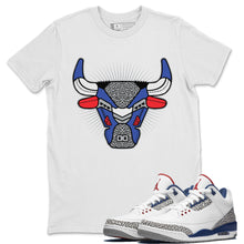 Load image into Gallery viewer, Bull Head Black T-Shirt - Air Jordan 3 True Blue - snrt-sneaker-release-tees-air-jordan-3-retro-se-true-blue-og-shoe-match-tee-bull-head-white-t-shirt