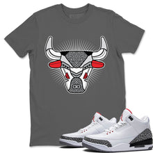 Load image into Gallery viewer, Bull Head Cool Grey T-Shirt - Air Jordan 3 White Cement - snrt-sneaker-release-tees-air-jordan-3-retro-se-white-cement-shoe-match-tee-bull-head-cool-grey-t-shirts