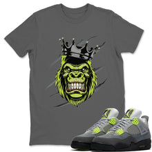 Load image into Gallery viewer, Ferocious Gorilla Cool Grey T-Shirt - Air Jordan 4 '95 Neon - snrt_sneaker-release-tees-aj4-neon-95-air-jordan-4-ferocious-gorilla-charcoal-grey-t-shirt